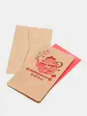 Красный открытка поздравительная, крафт, в конверте