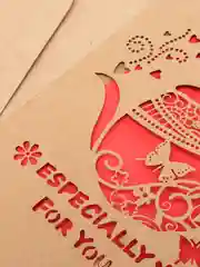 Красный открытка поздравительная, крафт, в конверте