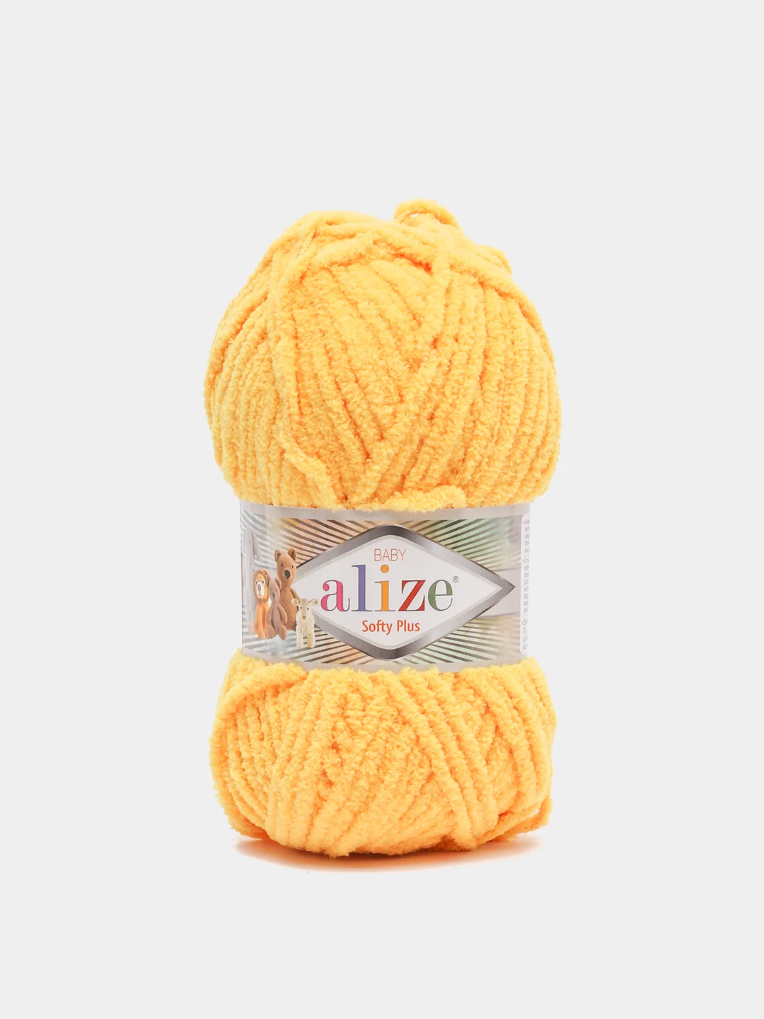 Желтый пряжа плюшевая Alize Softy Plus, микрополиэстер, 100 г, 120 м