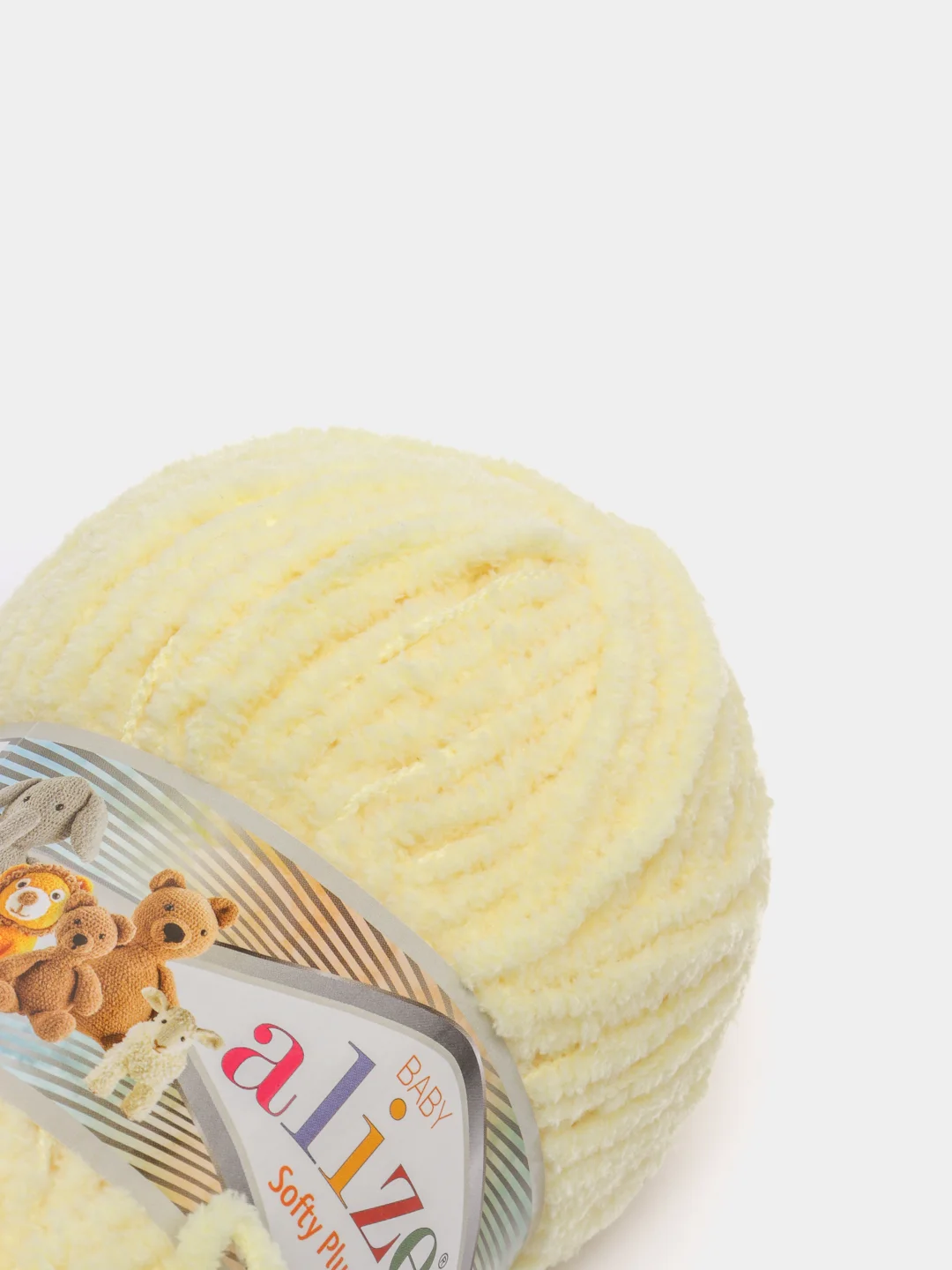 Светло-жёлтый пряжа плюшевая Alize Softy Plus, микрополиэстер, 100 г, 120 м