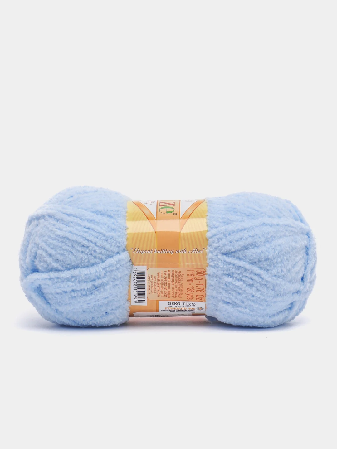 Светло-синий пряжа плюшевая Alize Softy, микрополиэстер, 50 г, 115 м