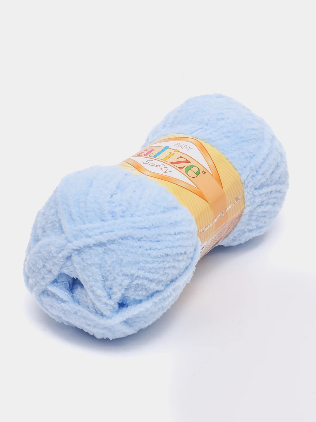 Светло-синий пряжа плюшевая Alize Softy, микрополиэстер, 50 г, 115 м