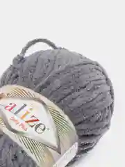 Серый пряжа плюшевая Alize Softy Plus, микрополиэстер, 100 г, 120 м