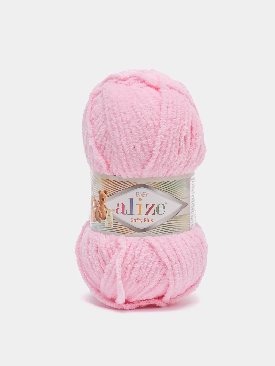 Розовый пряжа плюшевая Alize Softy Plus, микрополиэстер, 100 г, 120 м