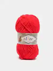 Красный пряжа плюшевая Alize Softy Plus, микрополиэстер, 100 г, 120 м