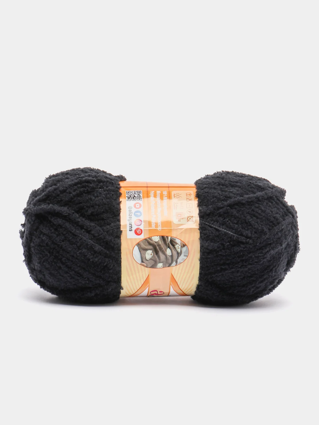 Черный пряжа плюшевая Alize Softy, микрополиэстер, 50 г, 115 м