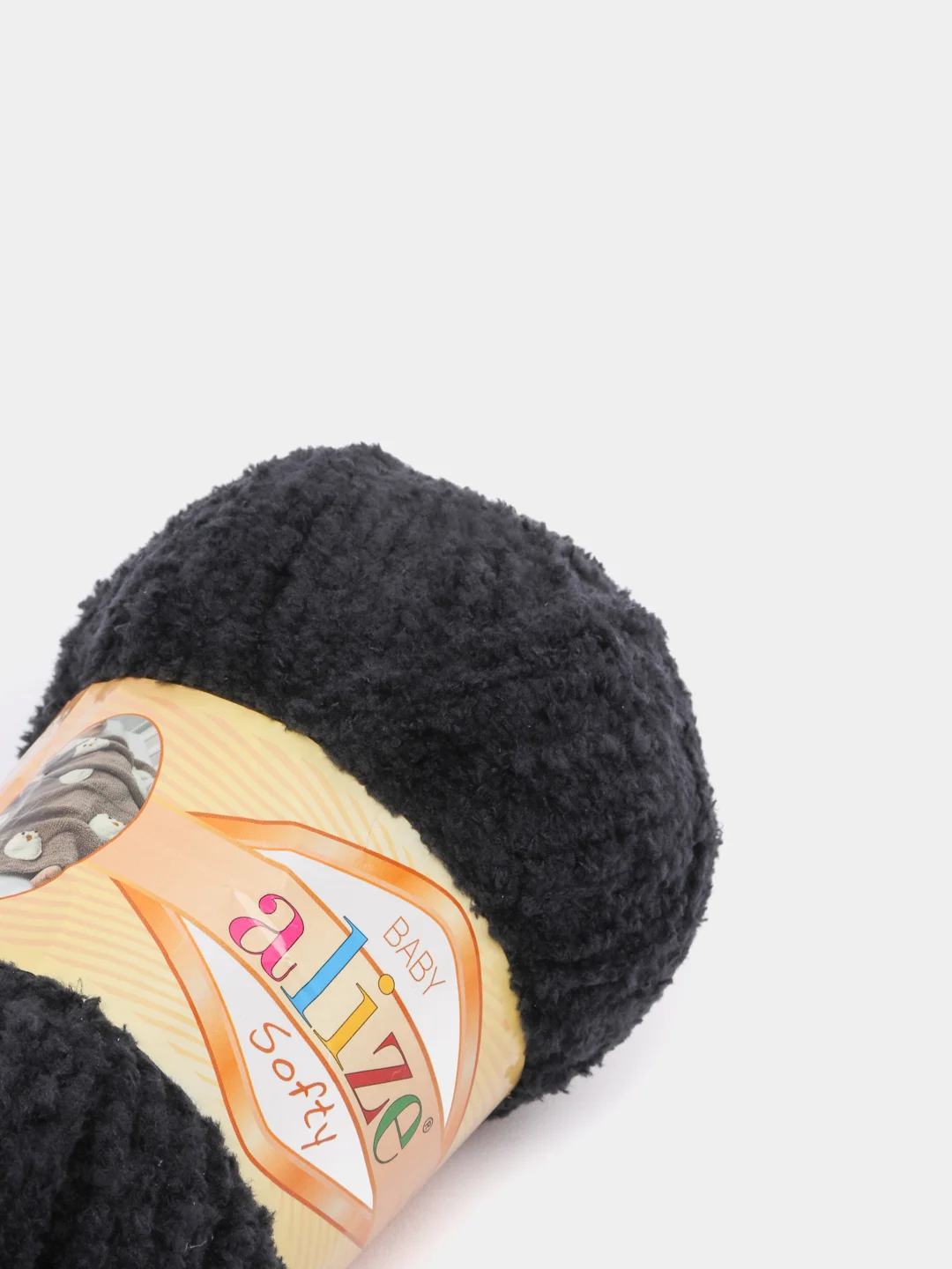 Черный пряжа плюшевая Alize Softy, микрополиэстер, 50 г, 115 м