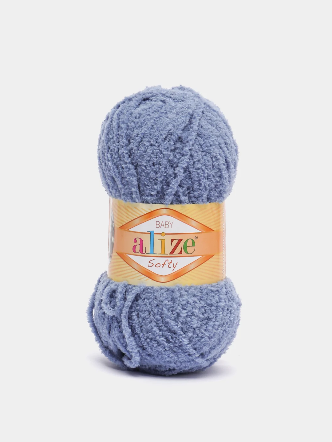 Серый пряжа плюшевая Alize Softy, микрополиэстер, 50 г, 115 м