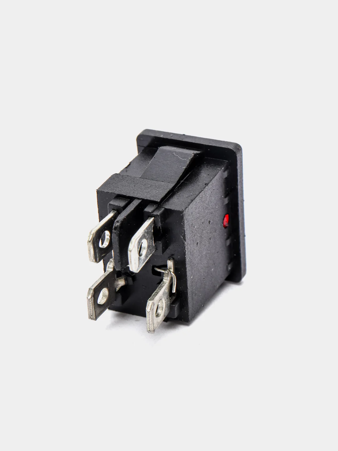 Переключатель KCD1-201N-4-C3 R/4P on-off красный, 6A 250VAC, 4 контакта, с подсветкой