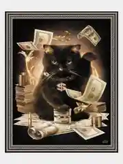 Алмазная мозаика "Денежный кот", на подрамнике, 40 x 50 см