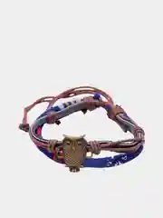 Браслет из кожи "Сова", коричнево-синий / 8 см