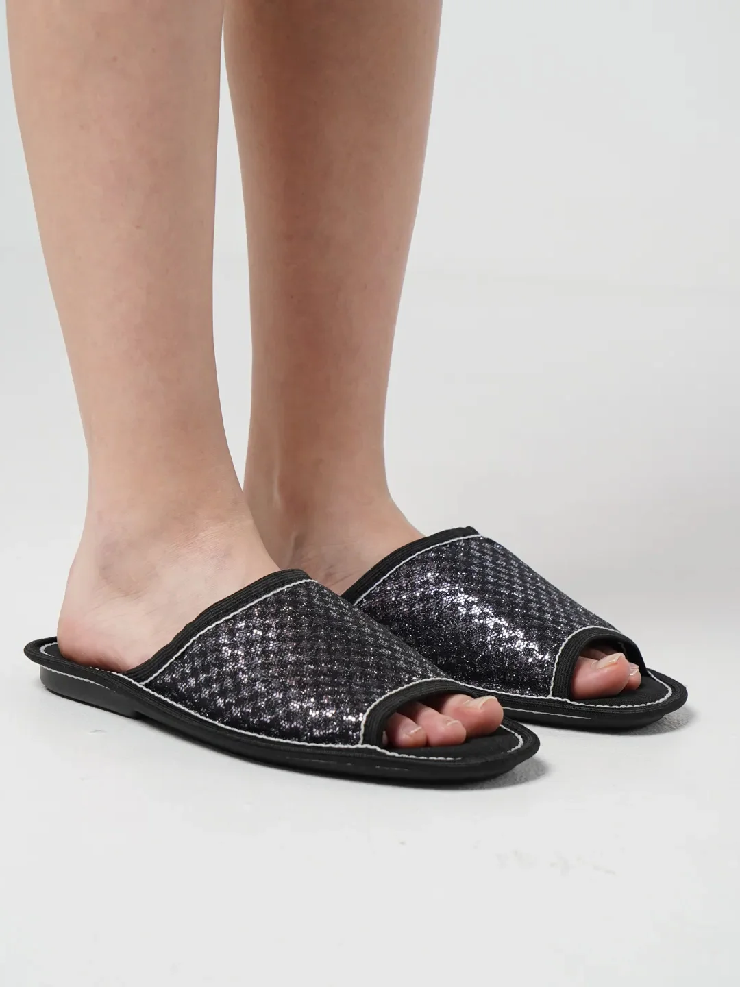 Черный тапочки домашние, женские, с открытым носом, Soft Slippers, 4 цвета