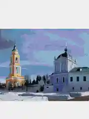Картина по номерам на холсте, 50 х 40 "Свято-Троицкий Ново-Голутвинский монастырь зимой"