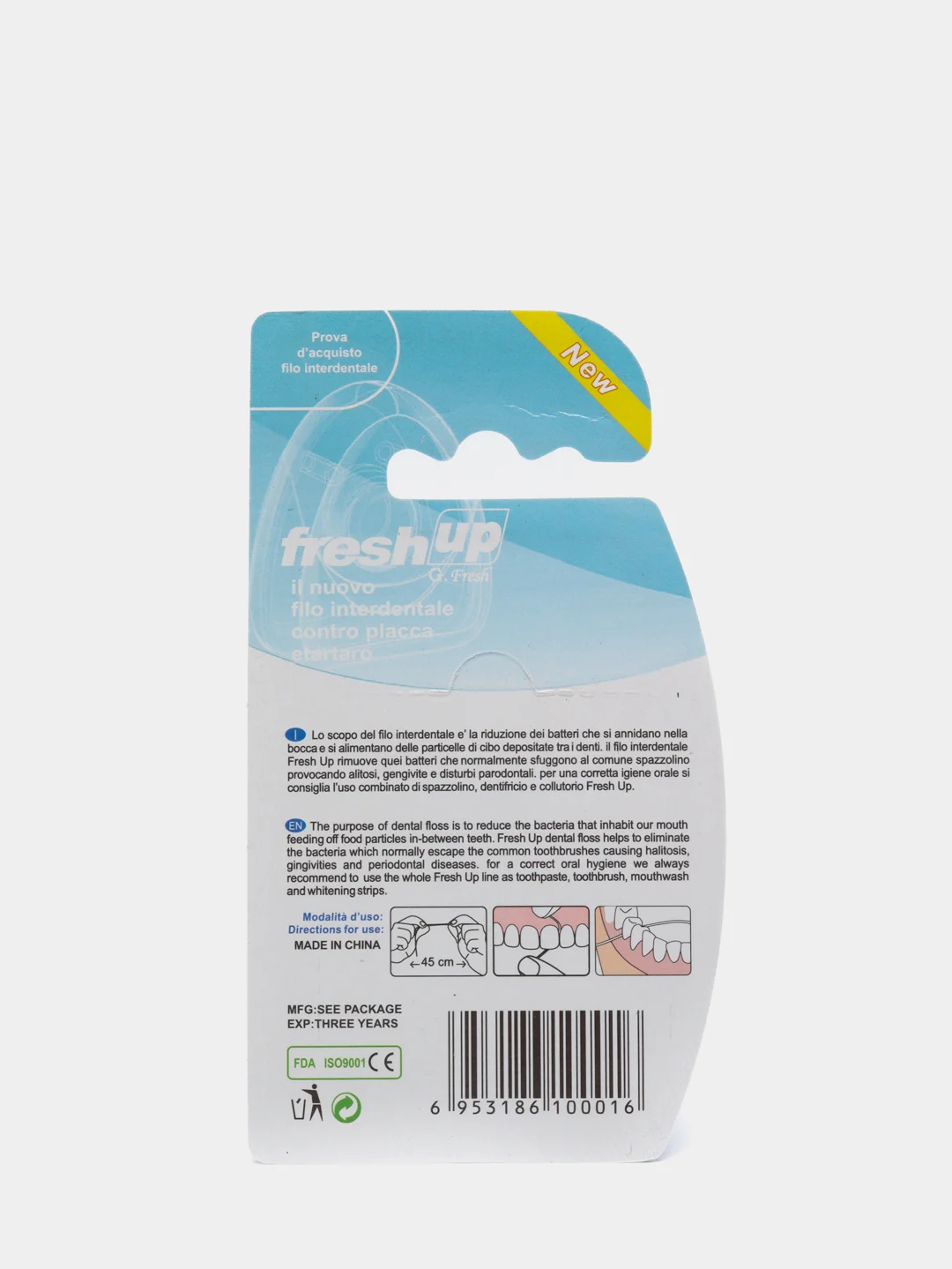 Голубой зубная нить Fresh Up мятная 50 м / Флоссер