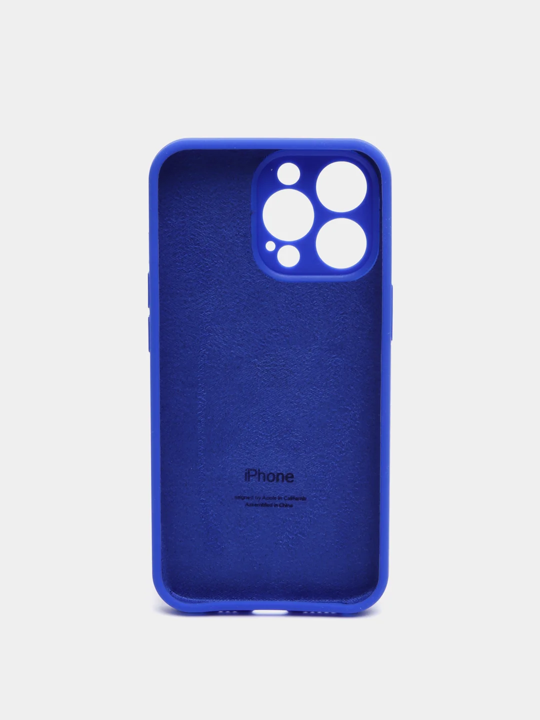 Синий чехол Silicone Case для iPhone 13 Pro, с защитой камеры, закрытый низ