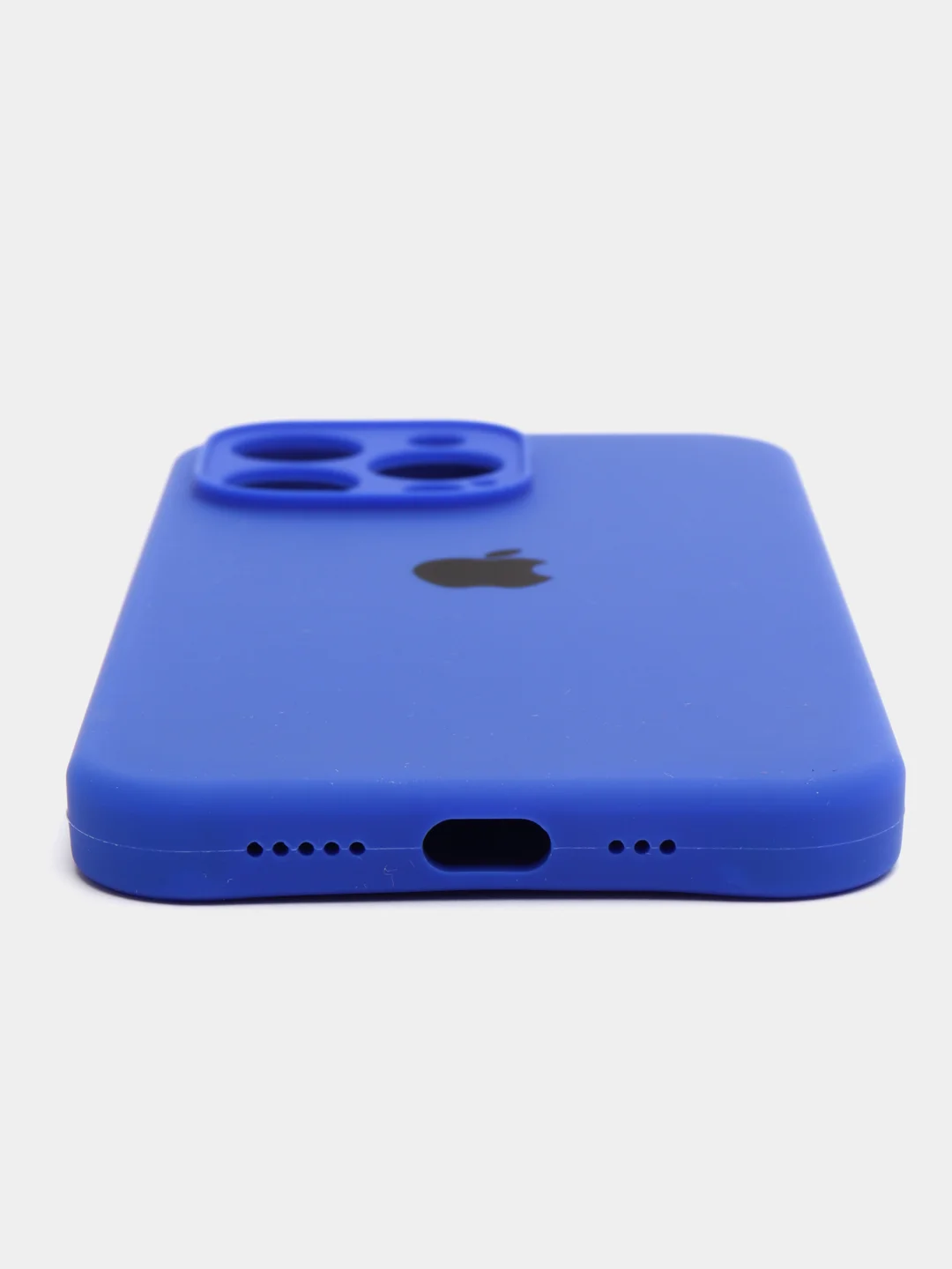 Синий чехол Silicone Case для iPhone 13 Pro, с защитой камеры, закрытый низ