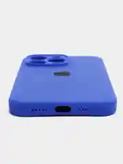Синий чехол Silicone Case для iPhone 13 Pro, с защитой камеры, закрытый низ