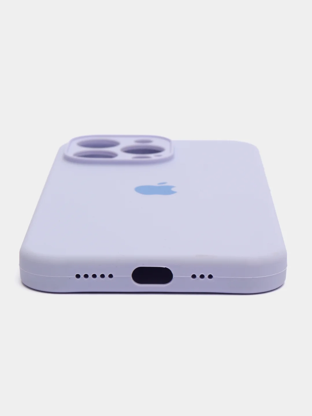 Светло-синий чехол Silicone Case для iPhone 13 Pro, с защитой камеры, закрытый низ