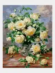 Белый алмазная мозаика "Цветы" без подрамника, 30х40 см