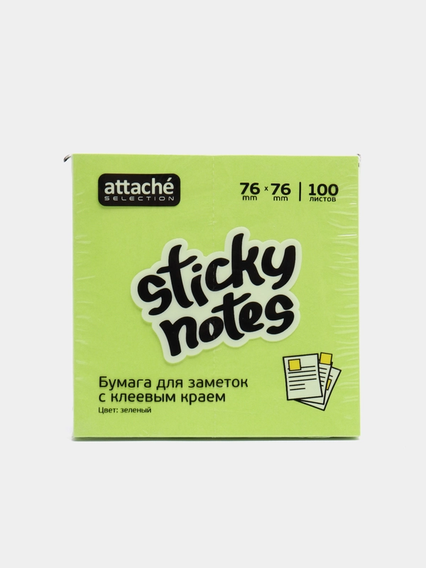 Attache Selection блок-кубик с клеев. краем 76 х 76, неон, зеленый, 100 л