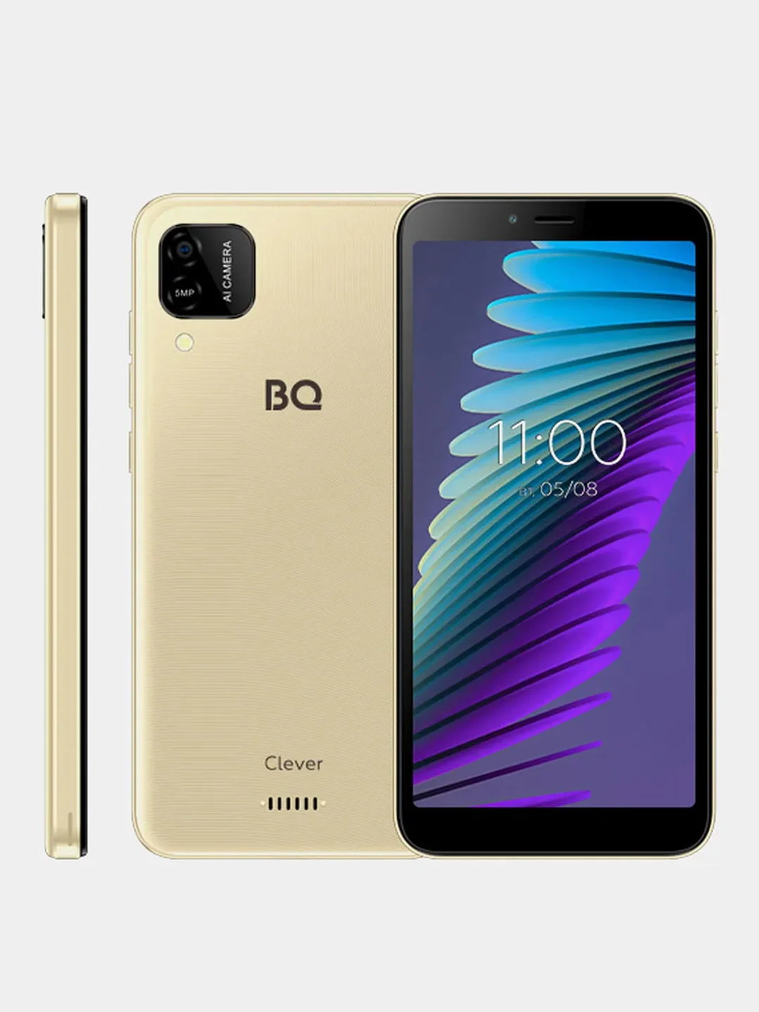 Золотой смартфон BQ 5765L Clever, безрамочный, 4-ядерный