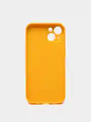 Горчичный чехол силиконовый со стеклянной панелью для iPhone 13