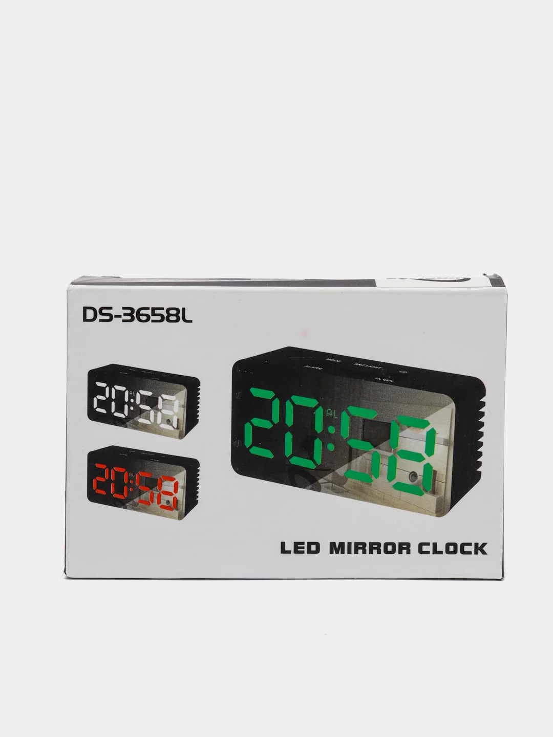 Белый часы зеркальные электронные настольные DS- 3658L зеленый/красный/белый свет