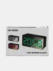 Белый часы зеркальные электронные настольные DS- 3658L зеленый/красный/белый свет