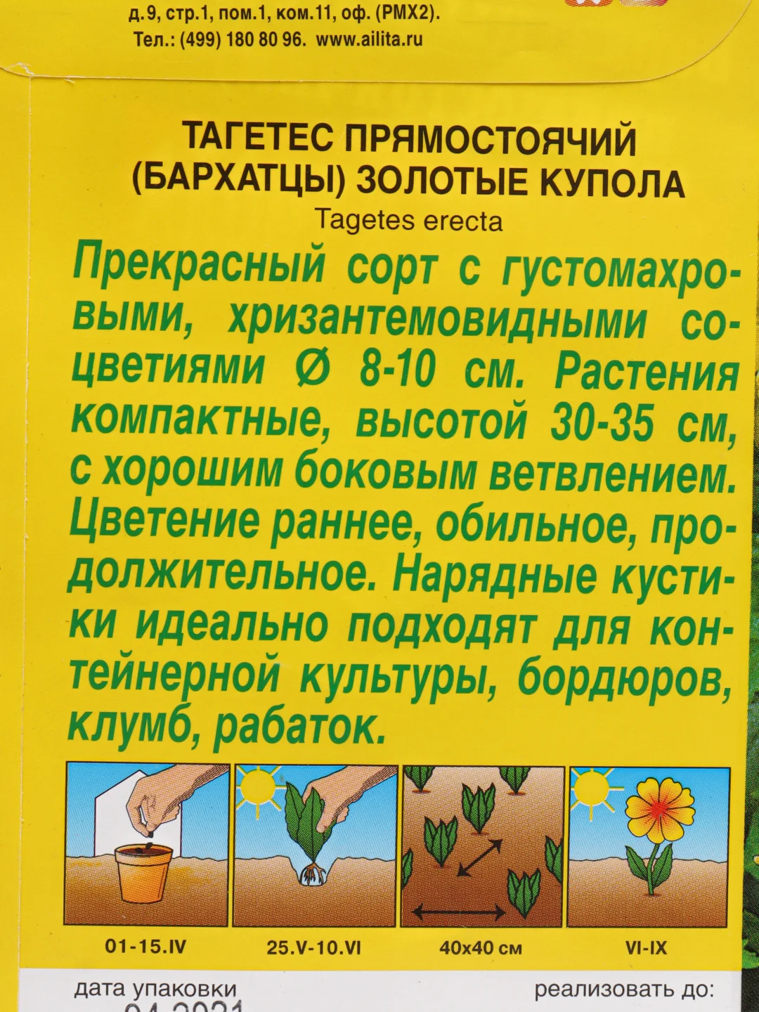 Бархатцы (тагетес прямостоячий) Золотые Купола (семена)