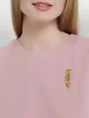 Бежевый брошь "Кошка"