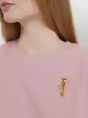 Бежевый брошь "Кошка"