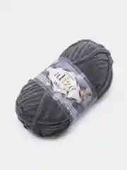 Серый пряжа плюшевая Alize Velluto, 100% микрополиэстер, 100 г, 68 м