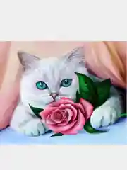 Алмазная мозаика "Кот и роза" 30х40 см без подрамника