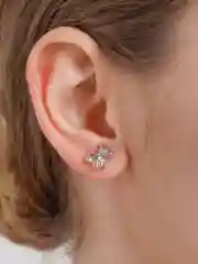 Серый серьги "Мишки", 1 см