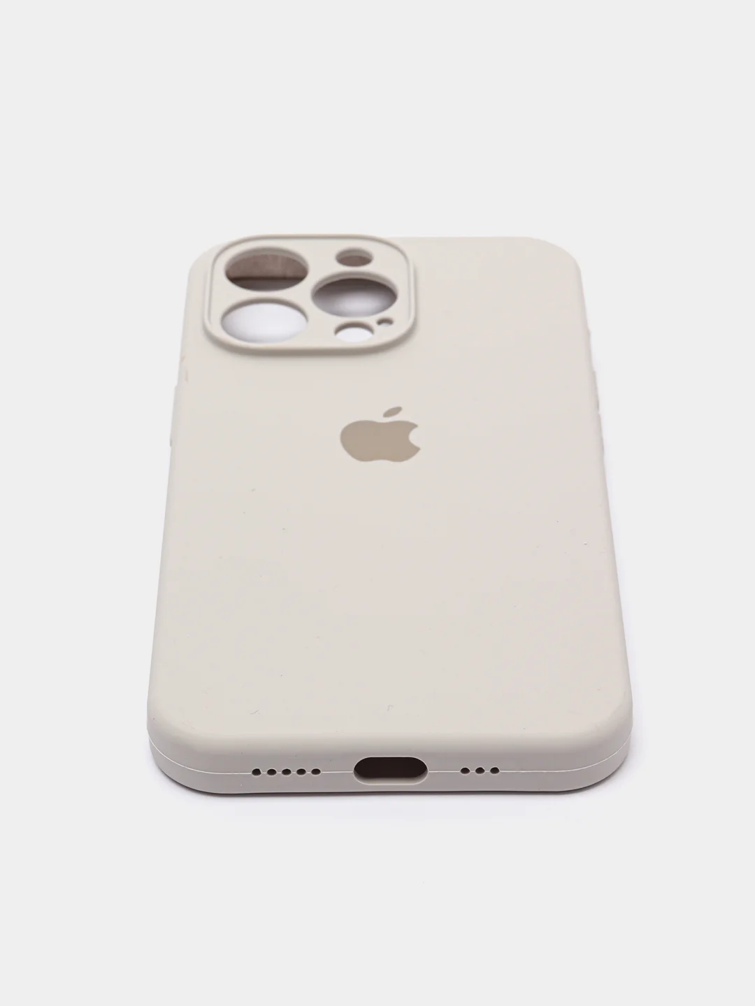 Светло-бежевый чехол Silicone Case для iPhone 13 Pro, с защитой камеры, закрытый низ