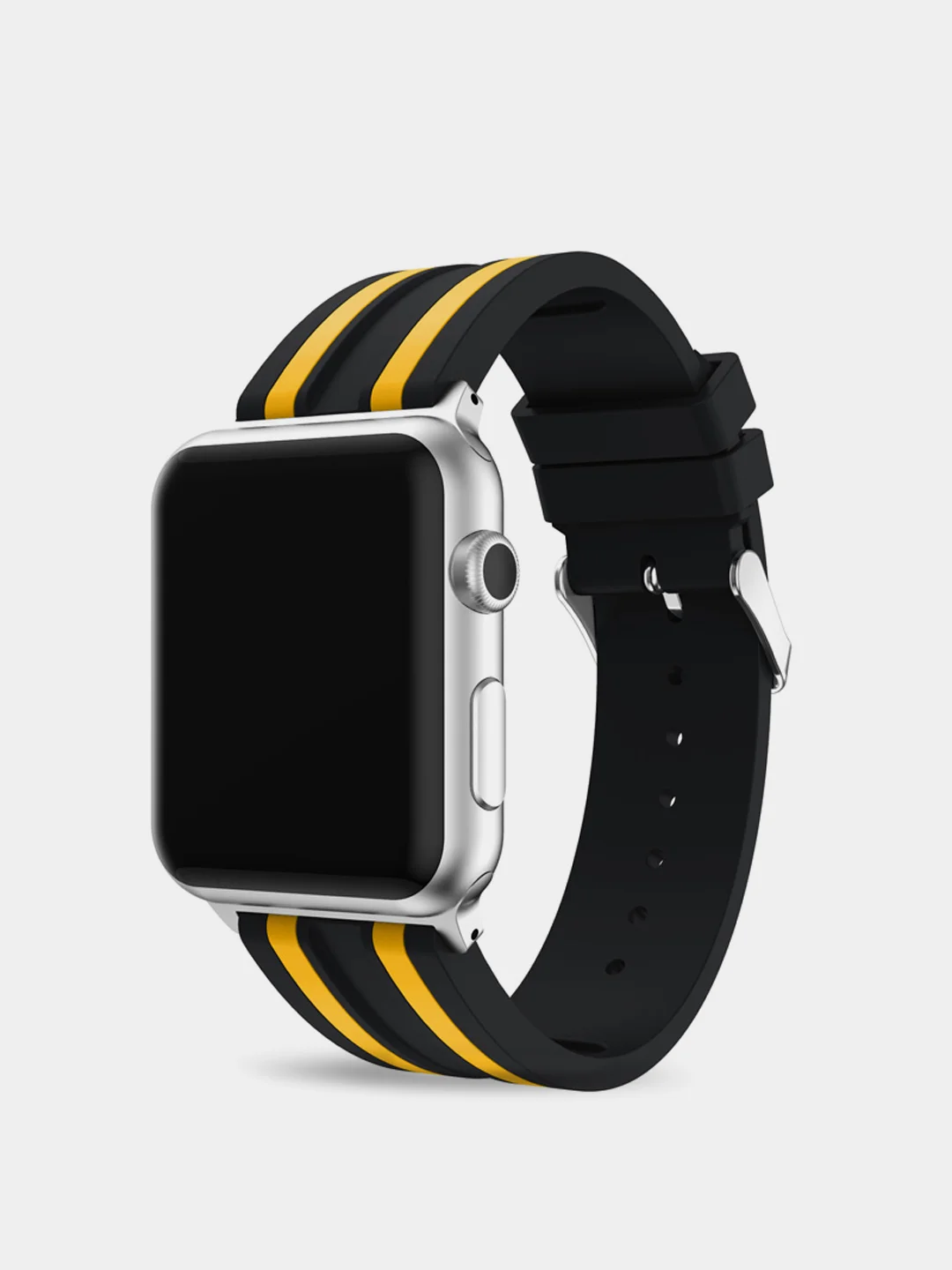 Желтый ремешок для Apple Watch 42 мм. двухцветный с полоской