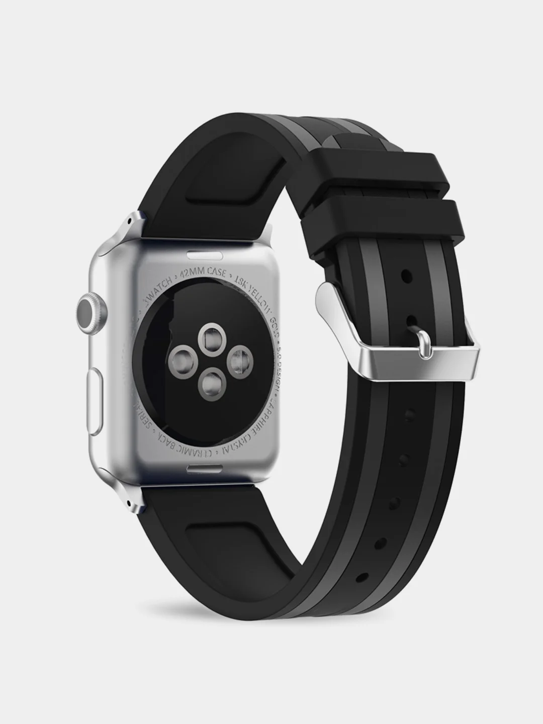 Серый ремешок для Apple Watch 42 мм. двухцветный с полоской