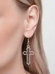 Серебряный серьги с подвеской крестом, сережки крестики