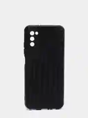 Угольный чехол Samsung Galaxy A03s, Самсунг Галакси А03с черный, силиконовый, плетеный под кожу