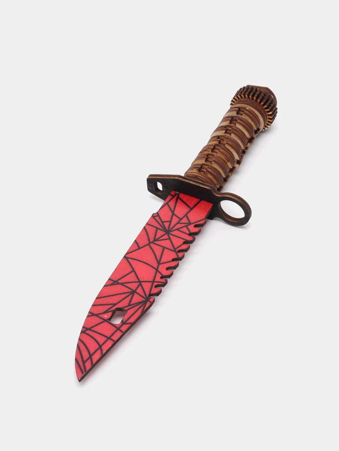 Алый штык-нож игрушечный Bayonet М9 "Кровавая паутина", деревянный, лак