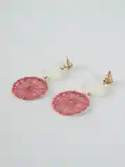Розовый серьги-подвески, плетёные