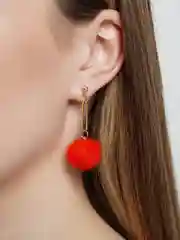 Красный серьги пушистые