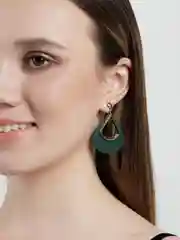 Зеленый серьги-подвески, деревянные