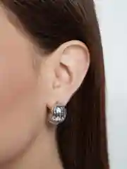 Серебряный серьги-конго, гвоздики, в форме листочка