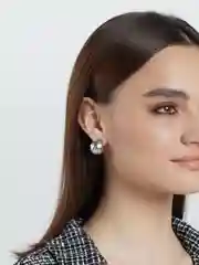 Серебряный серьги-конго, гвоздики, в форме листочка