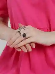 Белый набор колец женский, 4 штуки