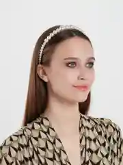 Слоновая кость ободок женский, серебряный и жемчужный