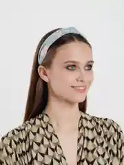 Небесно-голубой ободок "Цветочный принт"