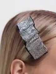 Серебряный заколка женская со стразами, 3 цвета