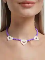 Чокер с сердечками из бисера